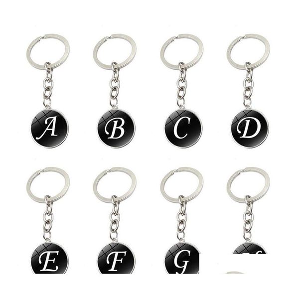 Keychains Lonyards personnalisés 26 Alphabet Keychain Jewelry Fashion Round Letter ACCESSOIRES SAG CLAG CLÉ CLÉ POUR FEMMES P315FA DHBYM