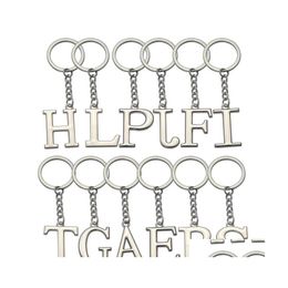 Sleutelchains lanyards gepersonaliseerd az naam sleutelhanger charme sieraden 26 alfabetbrief sleutelen Engelse letters keyfobs houder partij fav dh6zg