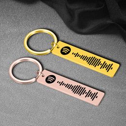 Keychains lanyards gepersonaliseerde sleutelhanger aangepaste muziek spotify scancode sleutelhangers gegraveerde sleutelketen ring roestvrij staal spotify code sieraden 230823