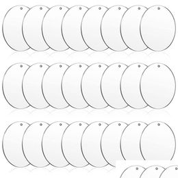 Porte-clés Longes Pièces 3 pouces Acrylique Porte-clés Blancs Cercles Ornements de disque clair avec disques de cercle de trou pour bricolage porte-cléskeychai Dh5G9