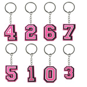 Keychains Lonyards Numéro rose Keychain pour les prix en classe Party Chain Party Favors Gift Birthday Christmas Keyring SCHOOL SCOLOG SCHOOL OTPU0