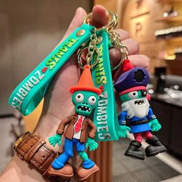 Keychains Lanyards Plants vs Zombie Keychain Classic Game Characon Model Model Car Keychain Pendant Cartoon Childrens Toy Luggage Accessoires Q240521