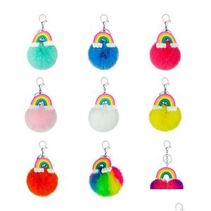 Sleutelhangers Lanyards Pluche Pvc Wolk Regenboog Sleutelhanger Dames Tas Decoratie Hanger Mode Accessoires Sleutelhanger Drop Delivery Dhgarden Dhbxx