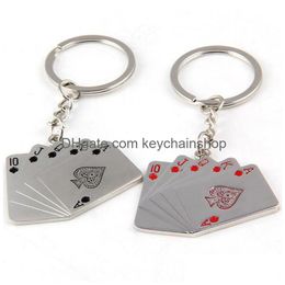 Porte-clés Longes Poker Flush Porte-clés En Métal Creative Hearts Spade Drop Delivery Accessoires De Mode Dh0Is