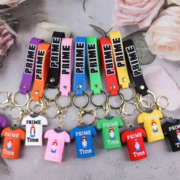 Keychains Lanyards Prime Drink Vêtements Caoutchouc Keychain Cave Bottle Clées Clées Ornement Sac de voiture Pendentif Pendre Z0048