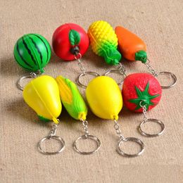 Porte-clés Longes Pu Mousse Balle Forme Porte-clés Jouet Squeeze Fruit Charme Chaîne Tropicale Porte-clés Ornement Suspendu Mobile Phon Dhgarden Dhuga