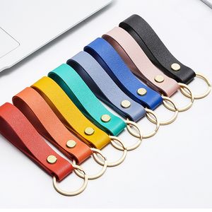 Keychains Lanyards PU Leer Keychain Business Gift Key Chain Men Women Car Riem Taille Wallet Keyrings Chains Drop Delivery 2022 SMTT5