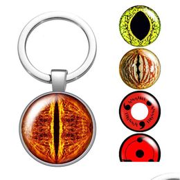 Llaveros Lanyards Pupil Eye Write Round Glass Cabochon Llavero Bolsa Coche Llavero Anillo Titular Sier Color Para Hombres Mujeres Regalos Drop D Dhyuj