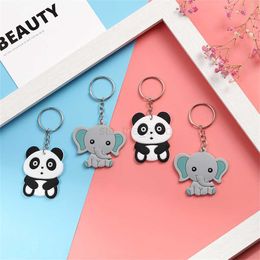 Keychains Lanyards PVC Soft Rubber Cartoon Animal Key Chain Panda Elephant Cow Bear Nieuwe Poll Bag Hange Accessoires Leuke ornamenten voor vrouwelijke kinderen