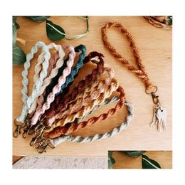 Llaveros Cordones Rame Pulsera Llaveros Muñeca Cordón Correa Llavero Pulsera Surtido Color Rames Trenzado Llavero Entrega Gota Dhnj1