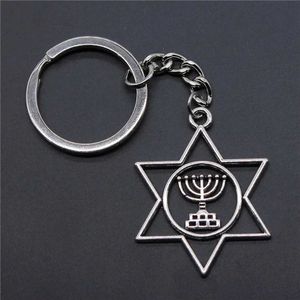 Keychains Lanyards Retro David Star Candlestick Menu Keychain Dames Hanukkah Religieuze JE Keychain Pocket Pants Jewelry Party Gifts Y240510