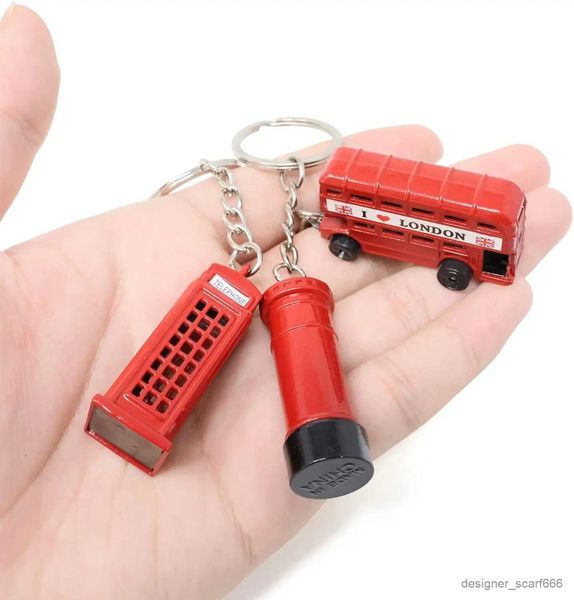 Keychains Lanyards Retro Red London Bus Keychain Creative 3d Post Box Booth Booth Pendant Courteuse pour femmes Men de tourisme