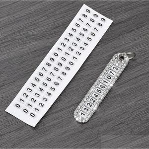 Sleutelhangers Lanyards Strass Anti-verloren Telefoonnummer Tag Sleutelhanger Voertuigplaat Keyfob Voor Koppels Sleutelhanger Hanger Trinket Paar Dhu8H