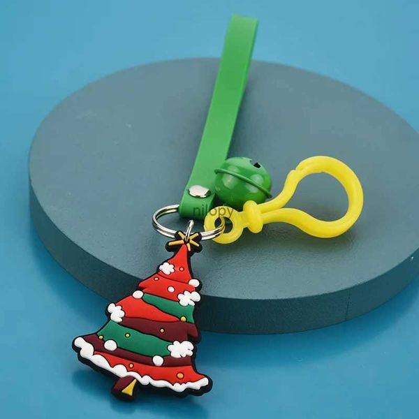 Keychains Lanyards Santa Claus Elk Snowman Snowman Christmas Tree Keychain mignon PVC Cartoon Doll Key Chain Key Ring New Year Decor Kids Kid