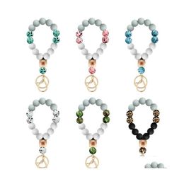 Porte-clés longes Sile porte-clés pour clés bois perles Bracelet porte-clés femmes accessoires Mticolor livraison directe mode Otr85