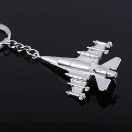Keychains Lanyards Silver Metal F16 F35 Fighter Keychain for Men Battle Plane sur le sac Car Trinket Boyfriend Gift Y240510