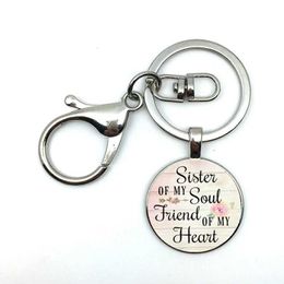 Keychains Lonyards Sœur de mon âme Friend de mon cœur Keychain Pendantinspirational Cle Keychainfift pour les meilleurs bijoux Friendsister Y240510