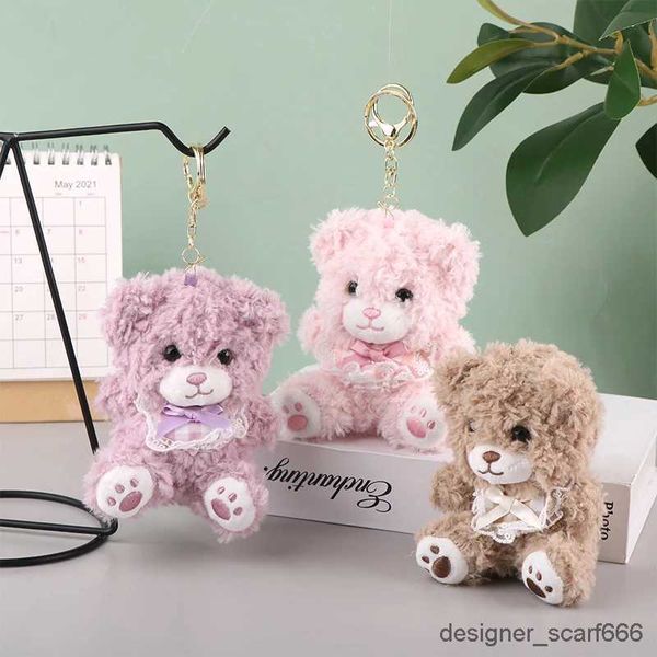 Llaves de llaves pequeños bear colgante llavero peluche juguetes de muñecas dibujos animados de teddy beating colgante de llaves mochila decoración de la bolsa regalos del niño