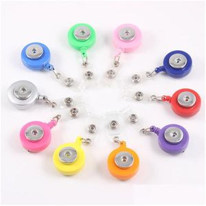 Porte-clés Lanyards Bouton-pression Rétractable Ski Pass Carte d'identité Porte-badge Bobines Pl Key Name Tag Recoil Reel Fit 18mm Snaps Boutons Jewe Dhh72