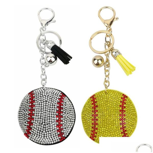 Porte-clés Longes Sport Baseball Porte-clés Diamant Lage Décoration Porte-clés Porte-clés Accessoires De Mode Drop Delivery Dhztv