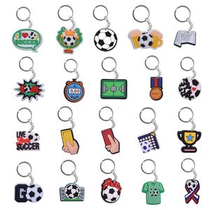 Keychains Lanyards Sports Football Keychain Pendant PVC Adhésif Soft DIY Decorative Backle Backpack Amazon Gift Wholesale