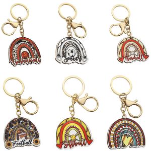 Keychains Lanyards Sports Wood Chain Chain Basketball Football Rugby Rugby Baseball Softball Print 6 Style