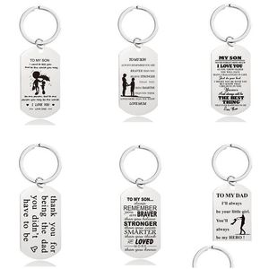 Keychains lanyards roestvrijstalen letters aan mijn zoon dochter Key Rings for Fathers Mothers Day Sier Car Keychain South American M DHWY8
