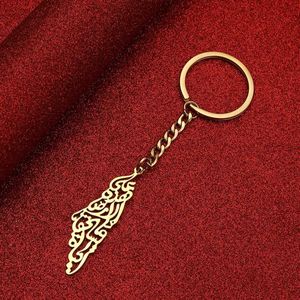 Keychains lanyards roestvrijstalen palestijne kaart hanger kettingen voor mannen vrouwen Arabische sleutelhanger Y240510