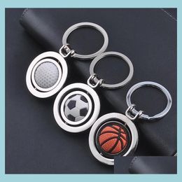 Keychains lanyards roestvrij staal sport sleutelhanger hanger mode voetbal basketbal golf sleutelhangers lage decoratie sleutelring ring dro dhv3x