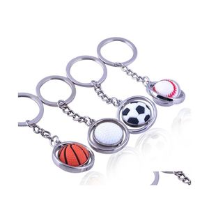Keychains lanyards roestvrij staal sport sleutelhanger hanger mode voetbal basketbal golf lage decoratie sleutelring creatief geschenk dhp1f