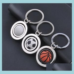 Porte-clés Longes En Acier Inoxydable Sport Porte-clés Pendentif Mode Football Basketball Golf Porte-clés Lage Décoration Porte-clés Dro Dhv3X