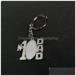 Keychains Lonyards sublimation blanc 1 papa key chaîne pour cadeau en métal transfert de transfert de bricolage consommables de livraison drop livraison AC DH5FC