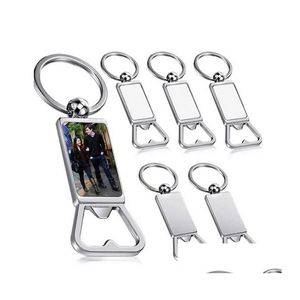 Porte-clés Lanyards Sublimation Blank Bouteille de bière Ouvre-clés Métal Transfert de chaleur Tire-bouchon Porte-clés Outil de cuisine domestique Whol DHXBD