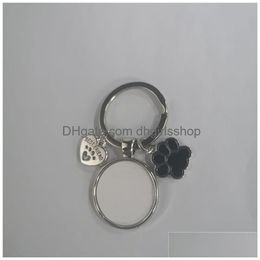 Keychains Lanyards Sublimation Bouton Blank Dog Paw Key Ring Transfer Impression de bijoux de bricolage personnalisé Drop Livraison Fashion AC DHGBW