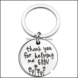 Keychains Lanyards Teachers Day Gift bedankt voor hel me groei vrouwen heren leraar roestvrij staal sleutelhangers mode thanksgiving ots1d