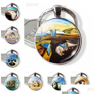 Porte-clés Longes La Persistance De La Mémoire Photo Porte-clés Art Bijoux Saador Dali Peinture Temps Gem Porte-clés En Métal Saint Valentin Dhdc8