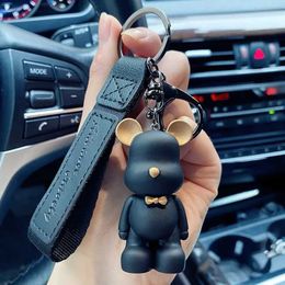 Keychains Lanyards Tren mignon PVC Bow Bear Keychain Kai Cartoon Animal Keychain Cute Sac Pendentif Pendant