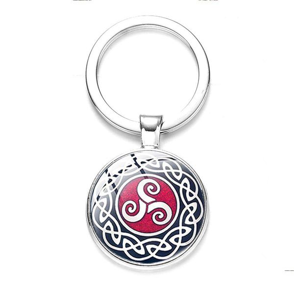 Porte-clés Longes Triskele Triskelion Ancient Celtics Symbole Porte-clés Teen Wolf Porte-clés Artisanat Art Po Verre Dôme Porte-clés Vint Dhday