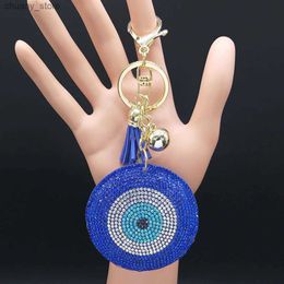 Keychains Lanyards Trkiye Eye Key Chain Crystal Feme Key Ring Gold Blue Trkiye Eye Key Chain Bijoux Laveros Ojo Turco Y240417