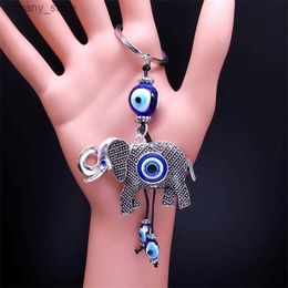 Keychains Lanyards Eyes Turquie Lvory Elephant Key Ring Women Alloy Animal Sac Accessoires Kelechain Jewelry Llaveros Para Mujer Lujo K8821S01 Y240417