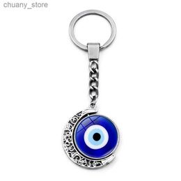Keychains Lanyards Turcho Blue Evil Eyes Keychain Charms Crafting Crafting Amulet For Good Luck Cor Maral Metal Llave Decoración de la suerte Regalo Lucky Y240417