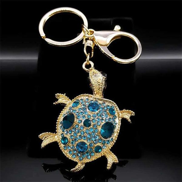 Keychains Lonyards Turtle Keychain pour femmes hommes cristal métal métallique mignon tortoise clés clés de l'ornement suspendu accessoires de bijoux llaveros k5368s01 y240417