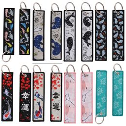 Sleutelhangers Lanyards Verschillende soorten cartoon Cool Key Tag Borduursleutelhangers voor motorfietsen Auto Tas Rugzak Sleutelhanger Mode Ring Gi Otvgy