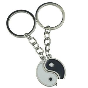 Porte-clés Longes Vintage Éléments Chinois De Yin Yang Taiji Bagua Couple Porte-clés Pour Clés De Voiture Porte-clés Pendentif Charme De Mode Alliage Cadeau