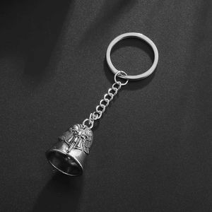 Keychains Lanyards Vintage Guardian Angel Wings Bell Motorcycle Bell Keychain Punk Men Biker Exorcisme Amulet Jewelry Accessoires D240417
