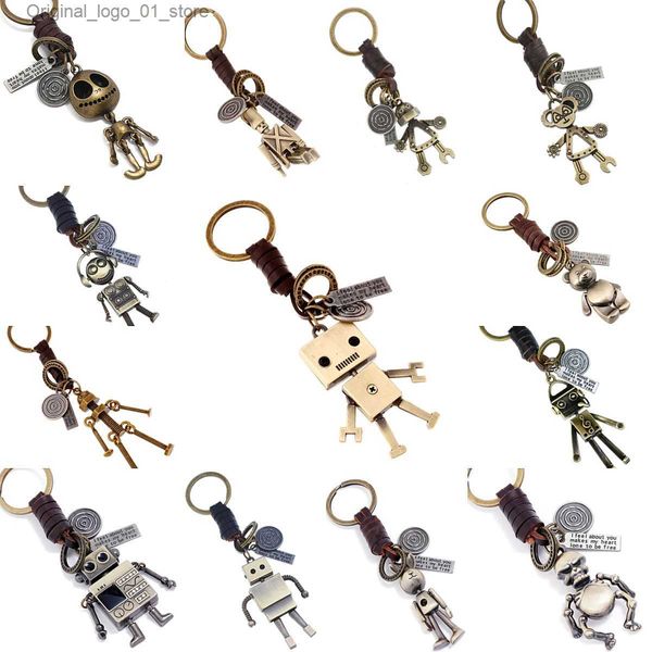 Llaveros Cordones Vintage Letras Metal Bronce Aleación Móvil Robot Charm Llavero Hombres Mujeres Coche Llavero Bolsa Colgante Accesorios Joyería de Moda Q231219