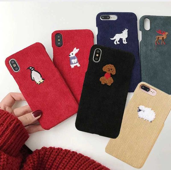 Keychains Lanyards Case de téléphone en tissu chaud pour iPhone 11 Pro 6 6s 7 8 Plus x Case dure de moutons mignons pour iPhone X XR XS Max SE 2020 J240509