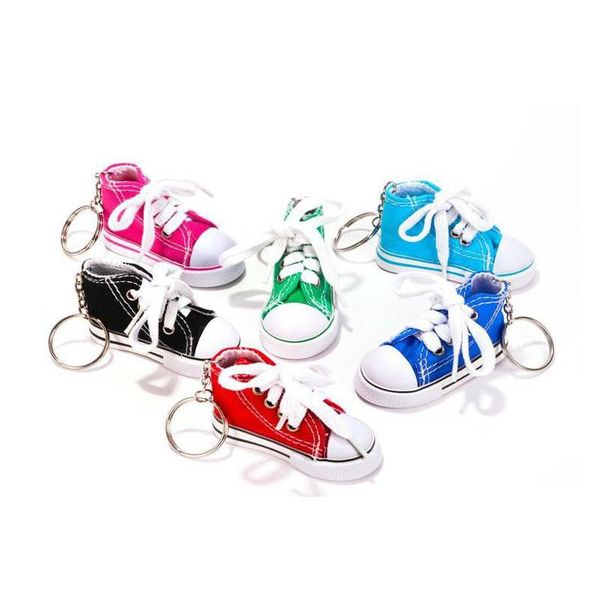 Porte-clés Longes En Gros 7 Couleur 3D Sneaker Porte-clés Nouveauté Toile Chaussures Porte-clés Chaîne Titulaire Sac À Main Pendentif Faveurs Direct Dhqbr