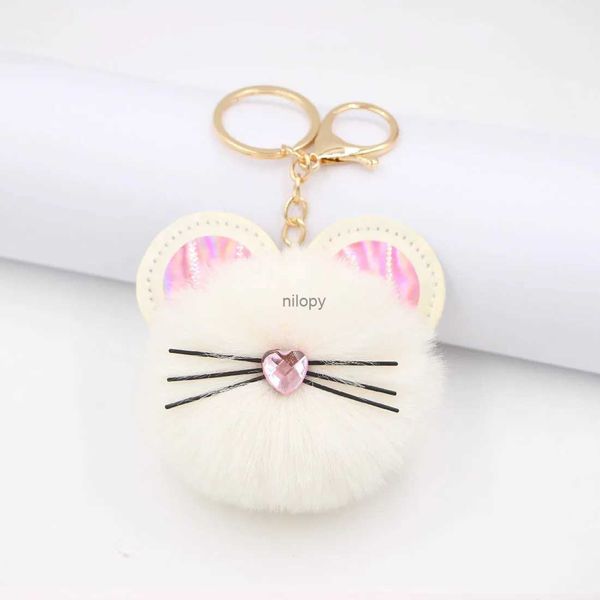 Kekandains Lanyards Cat en gros barbe et barbe Ball de fourrure mignonne Keilleur de trèfle pendentif étudiant sac à école de sacs de dames ornements personnalisés