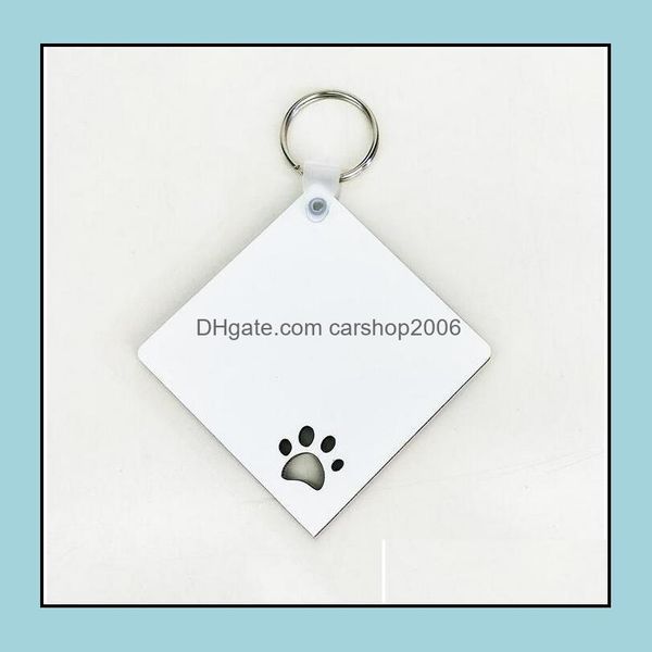 Llaveros Cordones Sublimación de madera Llavero en blanco Colgante Transferencia de calor de doble cara Llaveros para mascotas Decoración de bolsas Venta al por mayor Dro Dhfjo